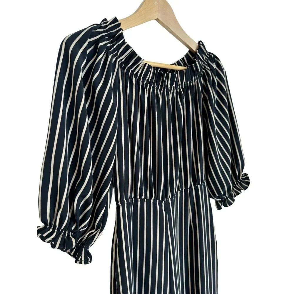 Olivaceous Small Jumpsuit Striped Short Sleeve Polyester Ruffle Neckline NWT